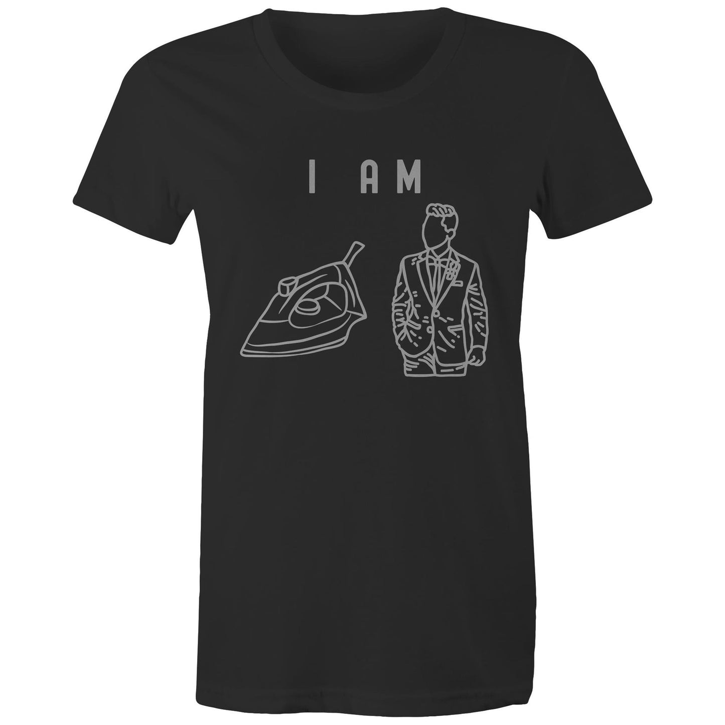 I Am Ironing Man - Womens T-shirt Black Womens T-shirt comic Funny