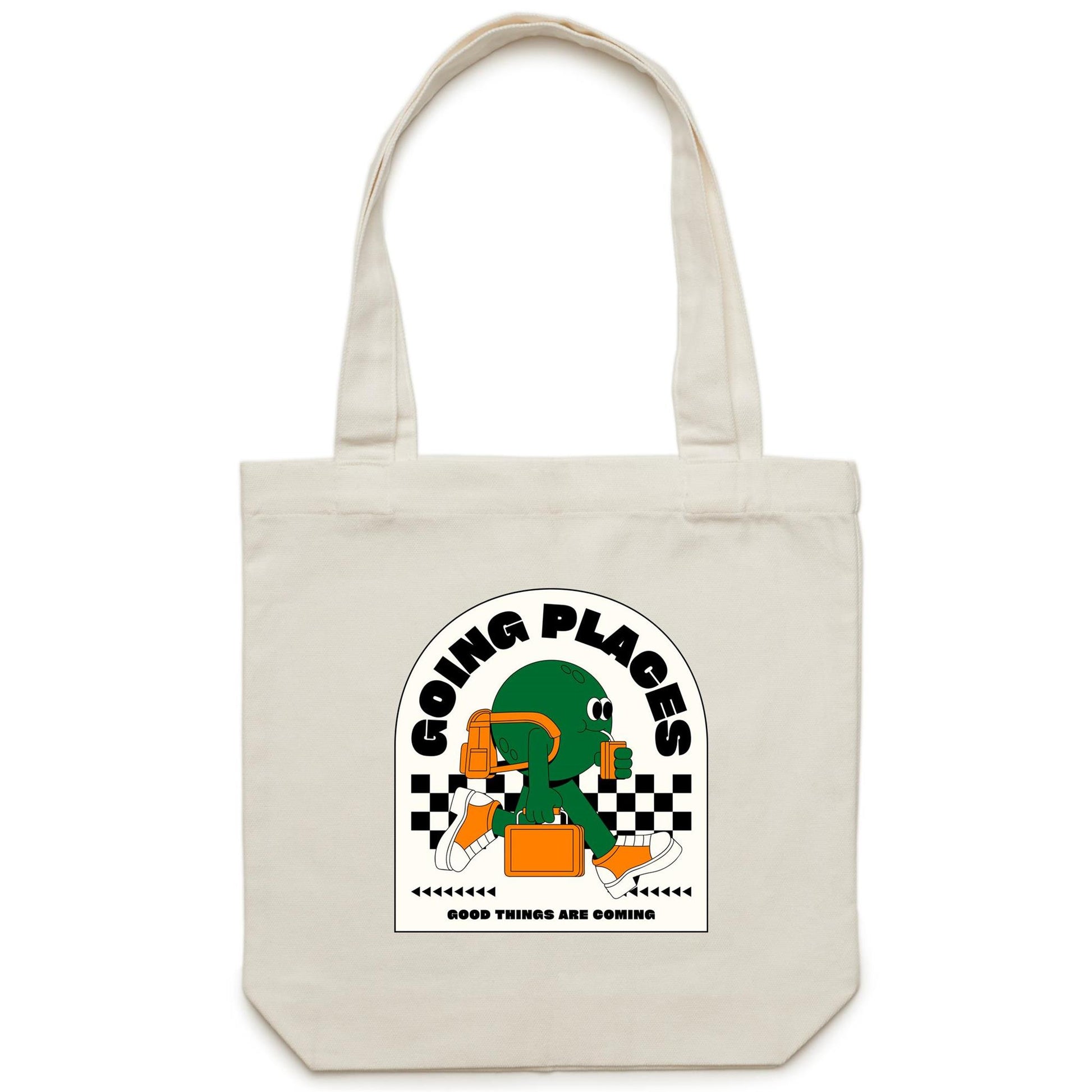 Going Places - Canvas Tote Bag Cream One Size Tote Bag Retro