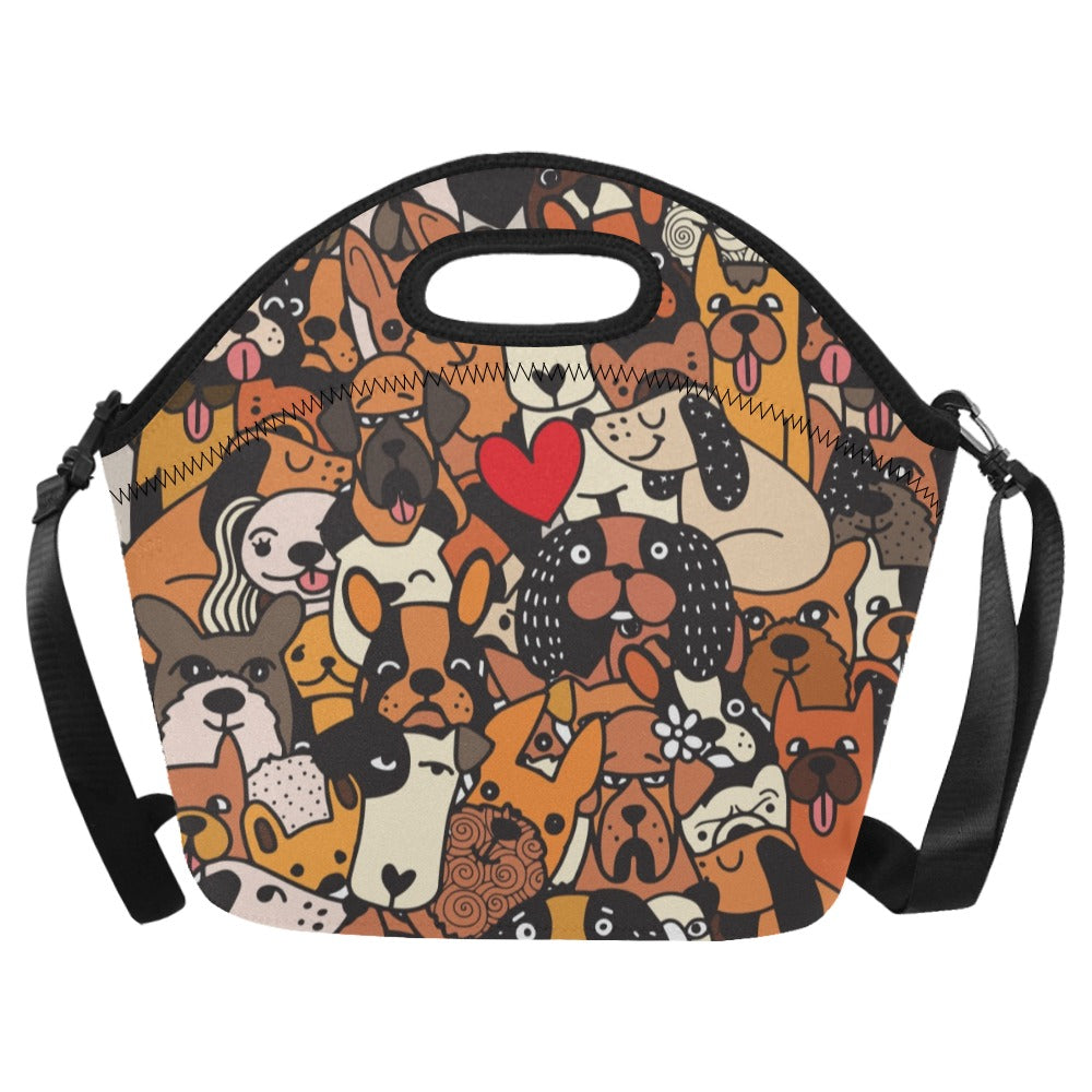 Dog Crowd 2 - Neoprene Lunch Bag/Large Neoprene Lunch Bag/Large animal Printed Offshore