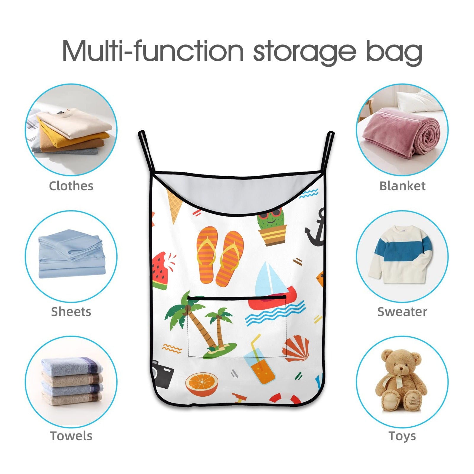 Beach Time - Hanging Laundry Bag Hanging Laundry Bag Printed Offshore