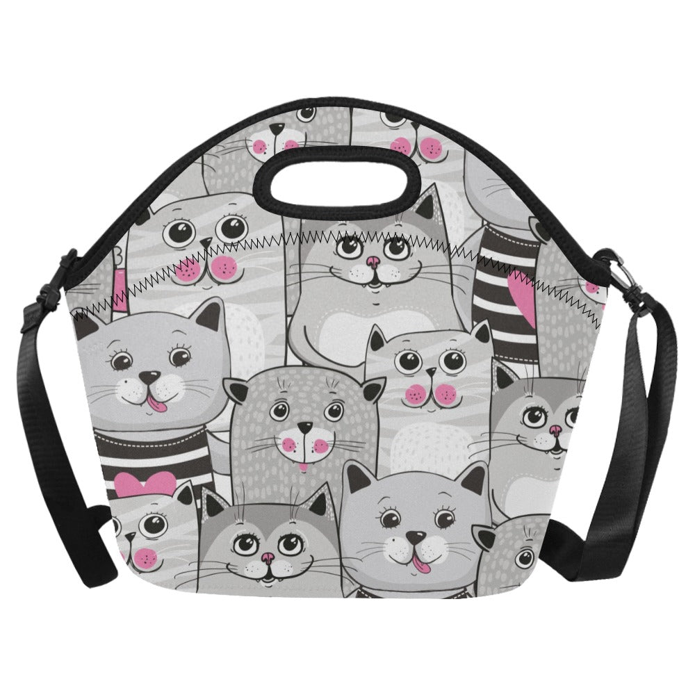 Cute Cats - Neoprene Lunch Bag/Large Neoprene Lunch Bag/Large animal Printed Offshore