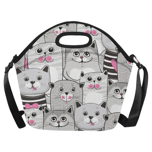 Cute Cats - Neoprene Lunch Bag/Large Neoprene Lunch Bag/Large animal Printed Offshore