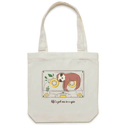 Cassette, Life's Got Me In A Spin - Canvas Tote Bag Default Title Tote Bag animal Music Retro