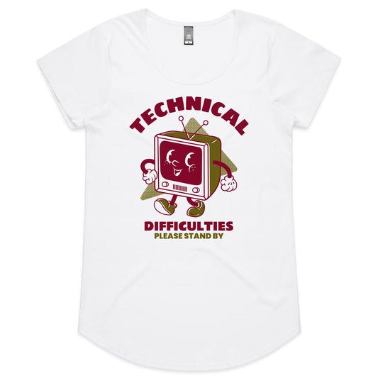Retro TV Technical Difficulties - Womens Scoop Neck T-Shirt White Womens Scoop Neck T-shirt Retro Tech