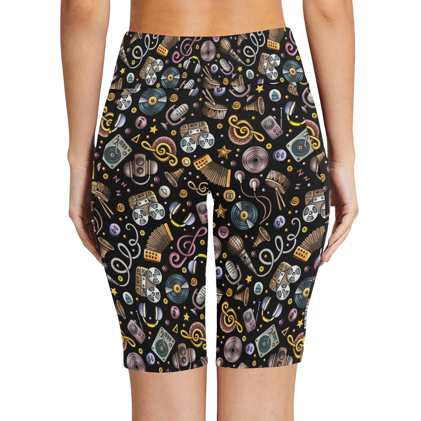 Retro Music Mix - Women's Bike Shorts Womens Bike Shorts Music Printed Offshore