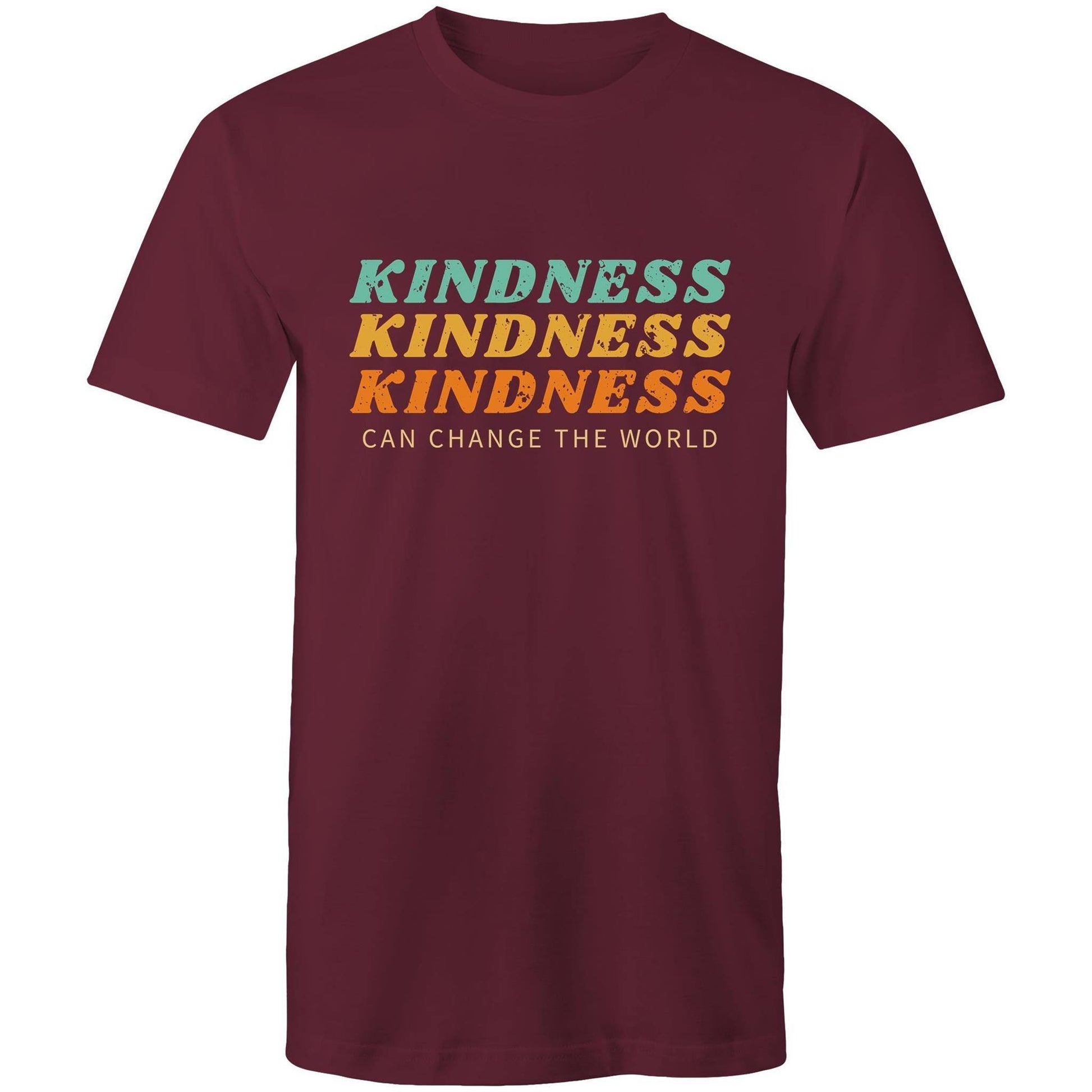 Kindness Can Change The World - Mens T-Shirt Burgundy Mens T-shirt Mens Retro