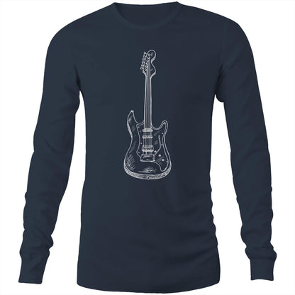 Guitar - Long Sleeve T-Shirt Navy Unisex Long Sleeve T-shirt Mens Music Womens