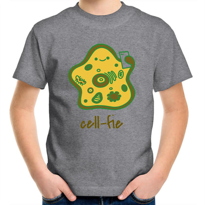 Cell-fie - Kids Youth Crew T-Shirt Grey Marle Kids Youth T-shirt Science