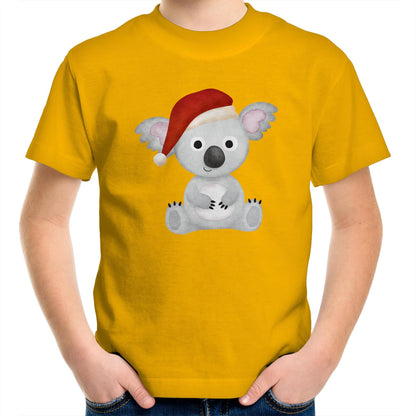 Christmas Koala - Kids Youth Crew T-Shirt Gold Christmas Kids T-shirt Merry Christmas