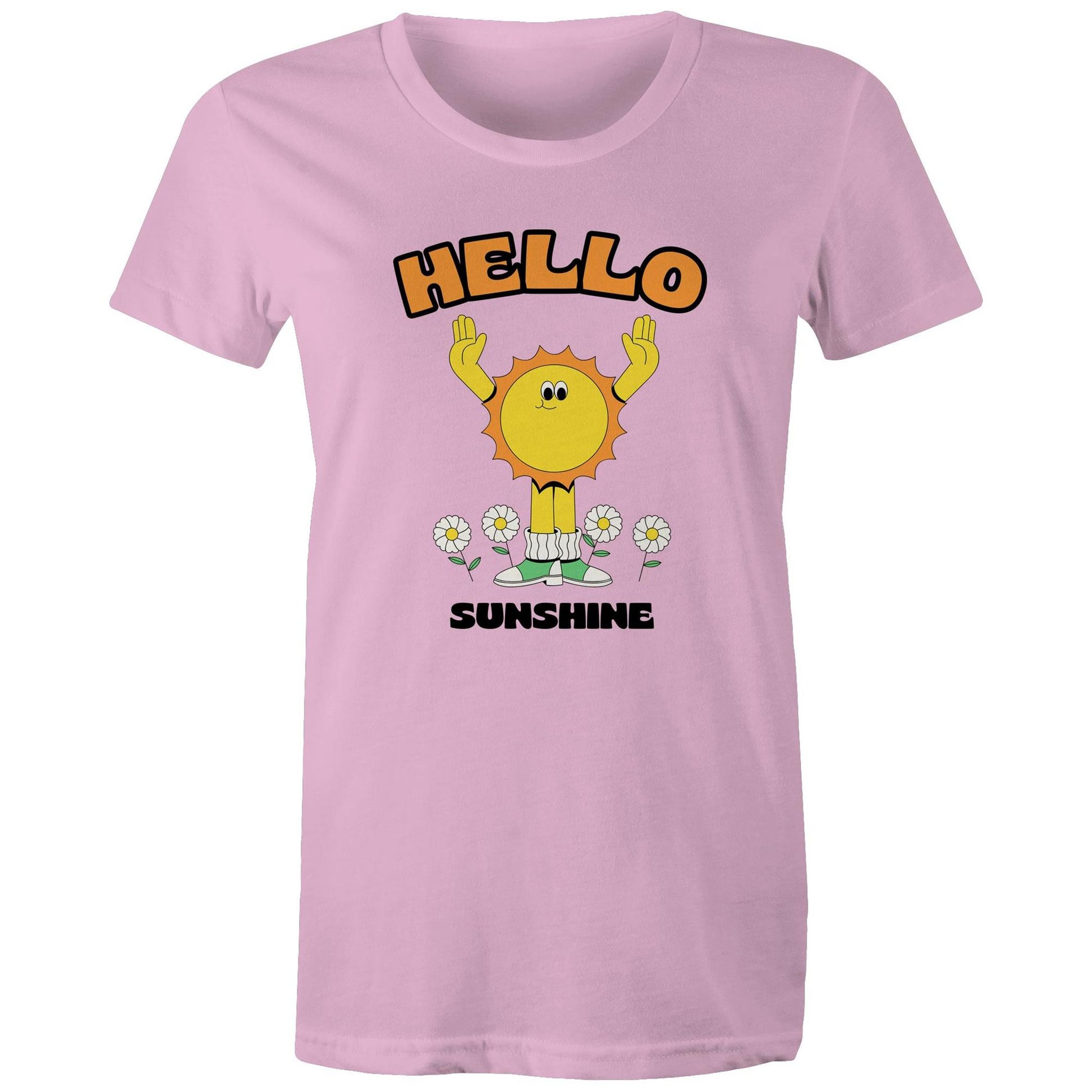 Hello Sunshine - Womens T-shirt Pink Womens T-shirt Retro Summer