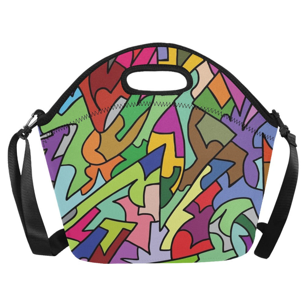 Bright Abstract - Neoprene Lunch Bag/Large Neoprene Lunch Bag/Large Printed Offshore