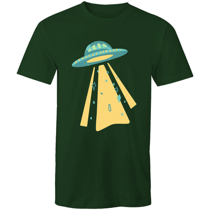 UFO - Mens T-Shirt Forest Green Mens T-shirt Mens Retro Sci Fi Space