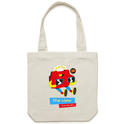 The View From The 90's - Canvas Tote Bag Cream One Size Tote Bag Retro