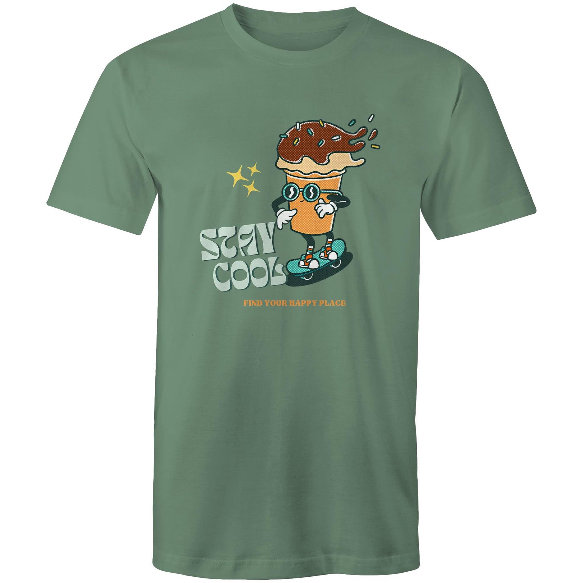 Stay Cool, Find Your Happy Place - Mens T-Shirt Sage Mens T-shirt Retro Summer