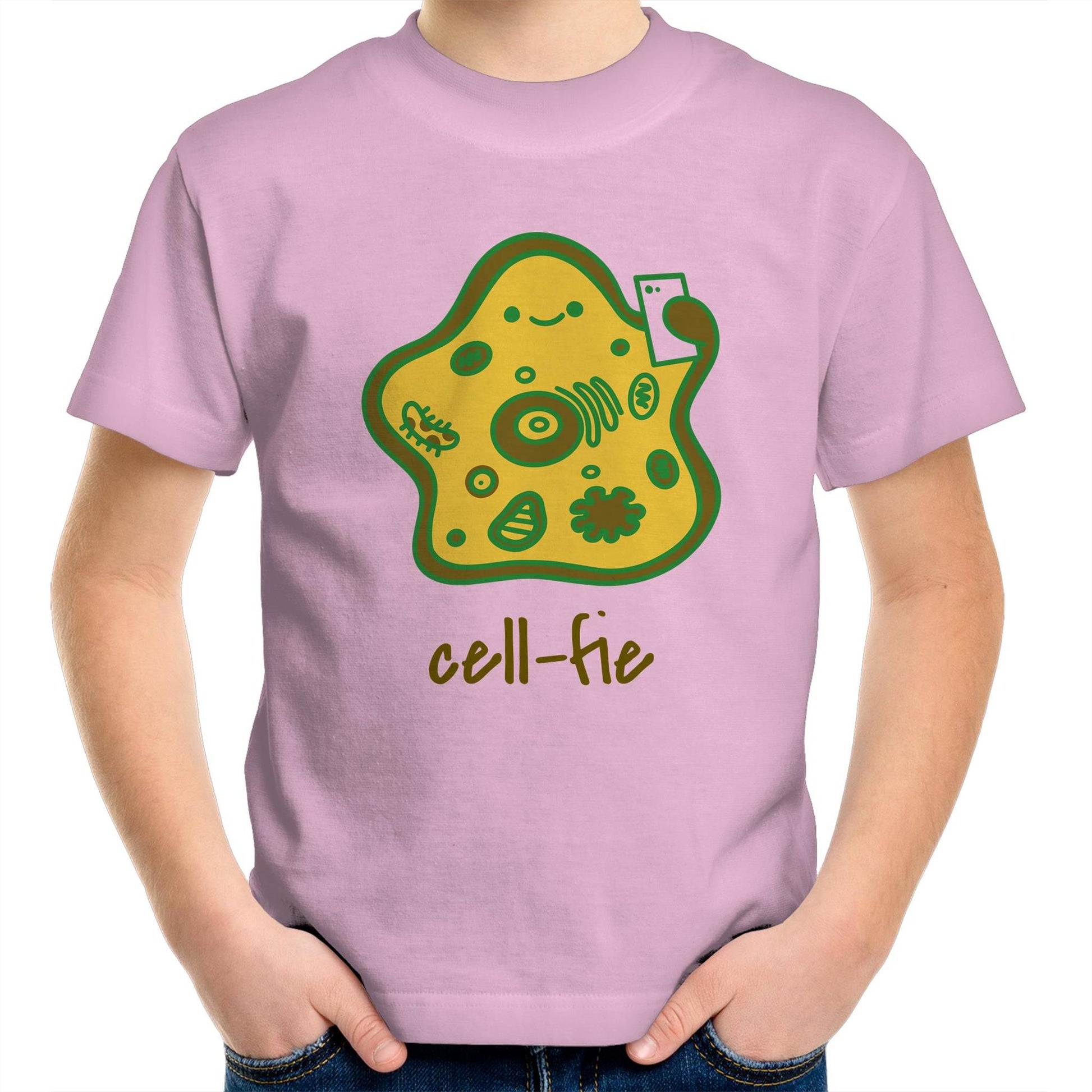 Cell-fie - Kids Youth Crew T-Shirt Pink Kids Youth T-shirt Science