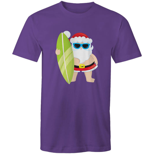 Surf Santa - Mens T-Shirt Purple Christmas Mens T-shirt Merry Christmas