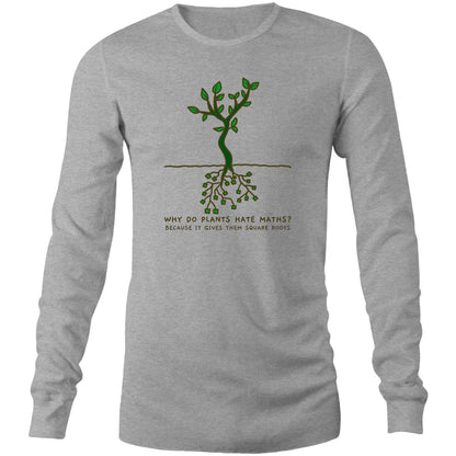 Square Roots - Long Sleeve T-Shirt Grey Marle Unisex Long Sleeve T-shirt Maths Plants Science