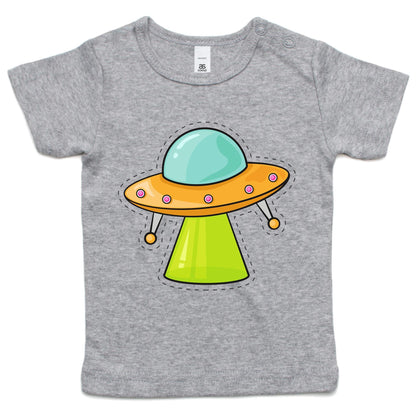 Alien UFO - Baby T-shirt Grey Marle Baby T-shirt kids Retro Sci Fi Space