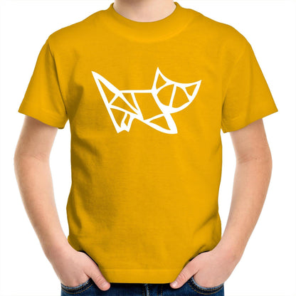 Origami Kitten - Kids Youth Crew T-Shirt Gold Kids Youth T-shirt animal