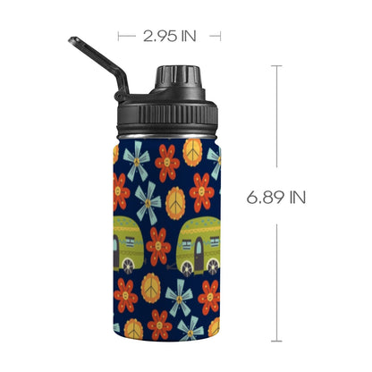 Hippy Caravan - Kids Water Bottle with Chug Lid (12 oz) Kids Water Bottle with Chug Lid Summer