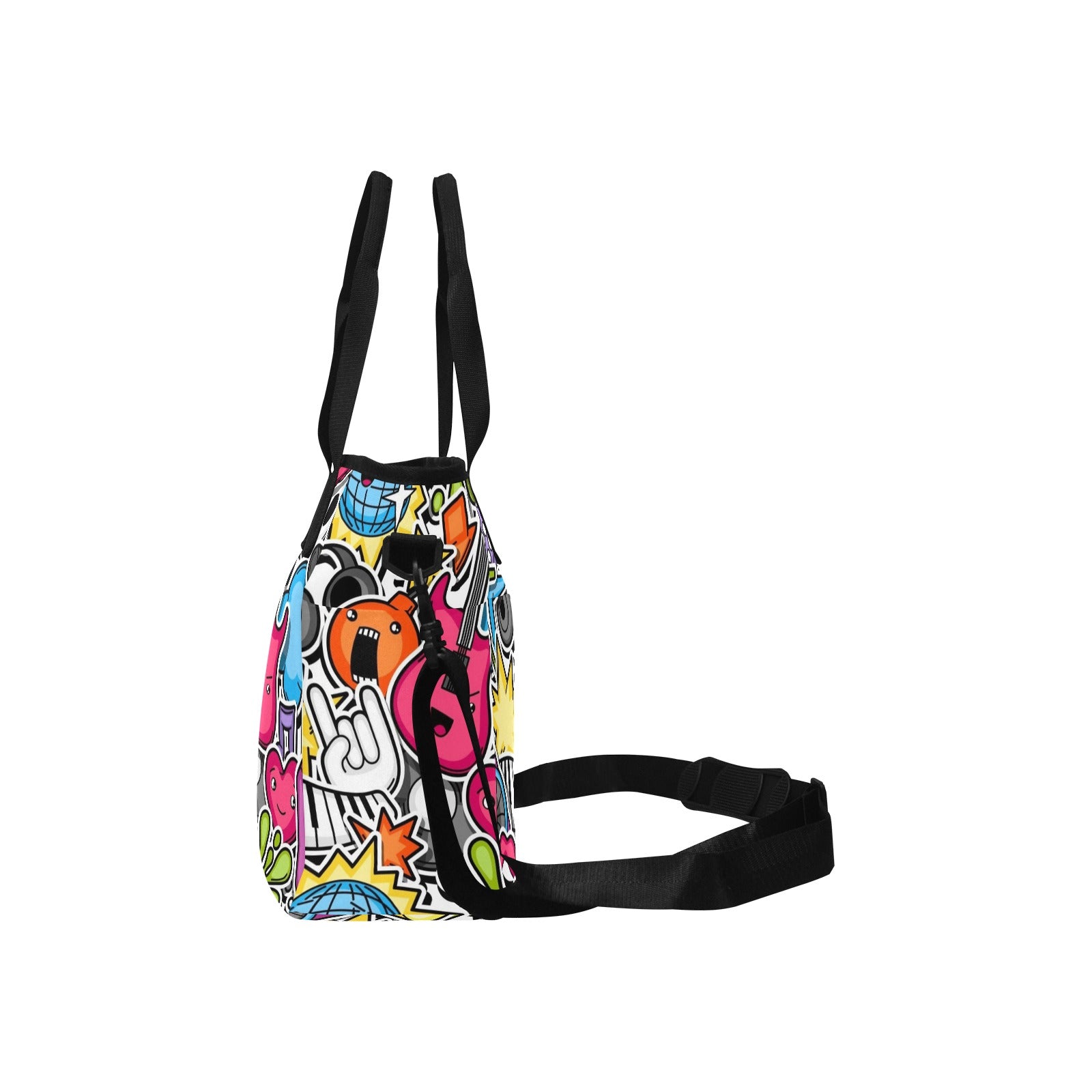 Sticker Music - Tote Bag with Shoulder Strap Nylon Tote Bag