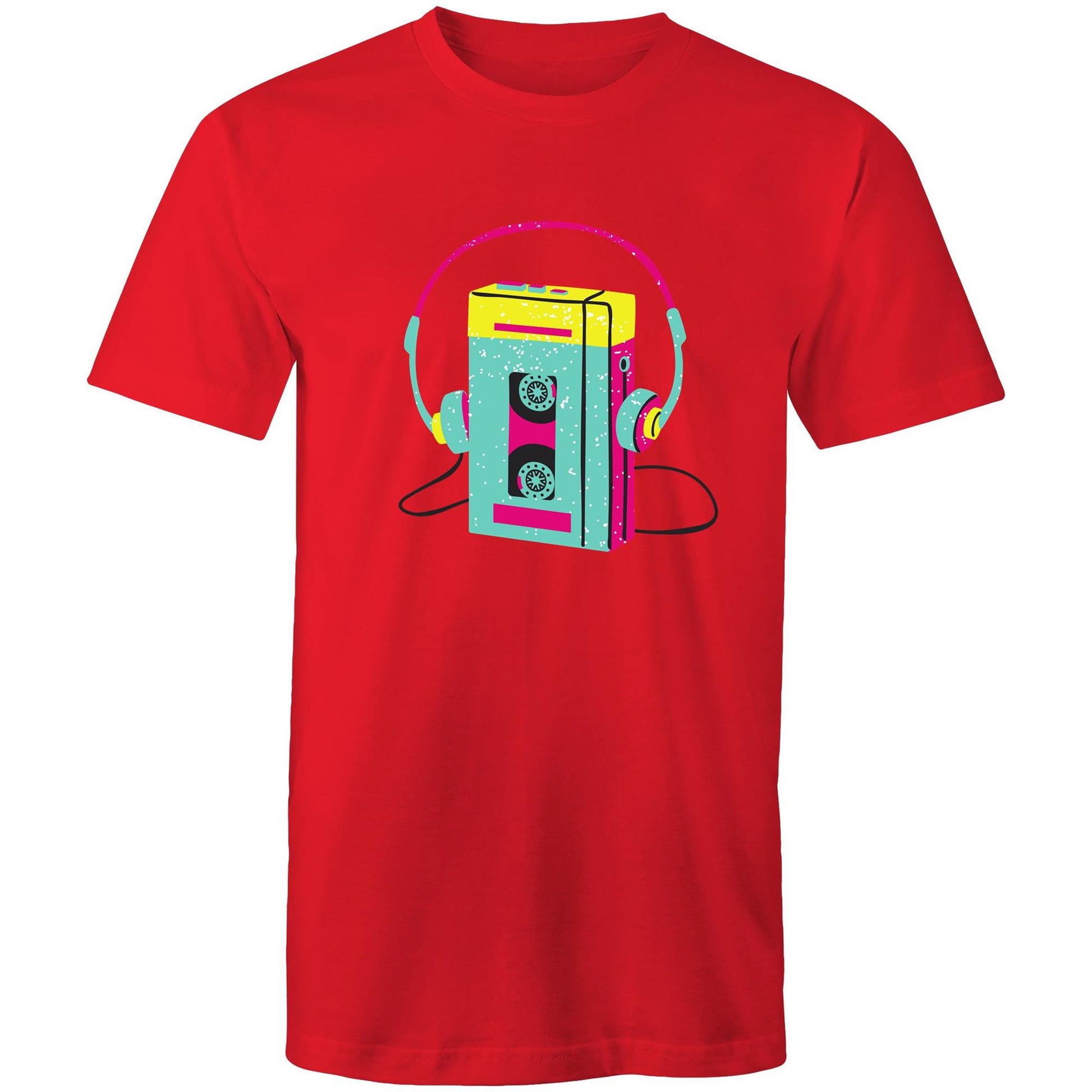 Wired For Sound, Music Player - Mens T-Shirt Red Mens T-shirt Mens Music Retro