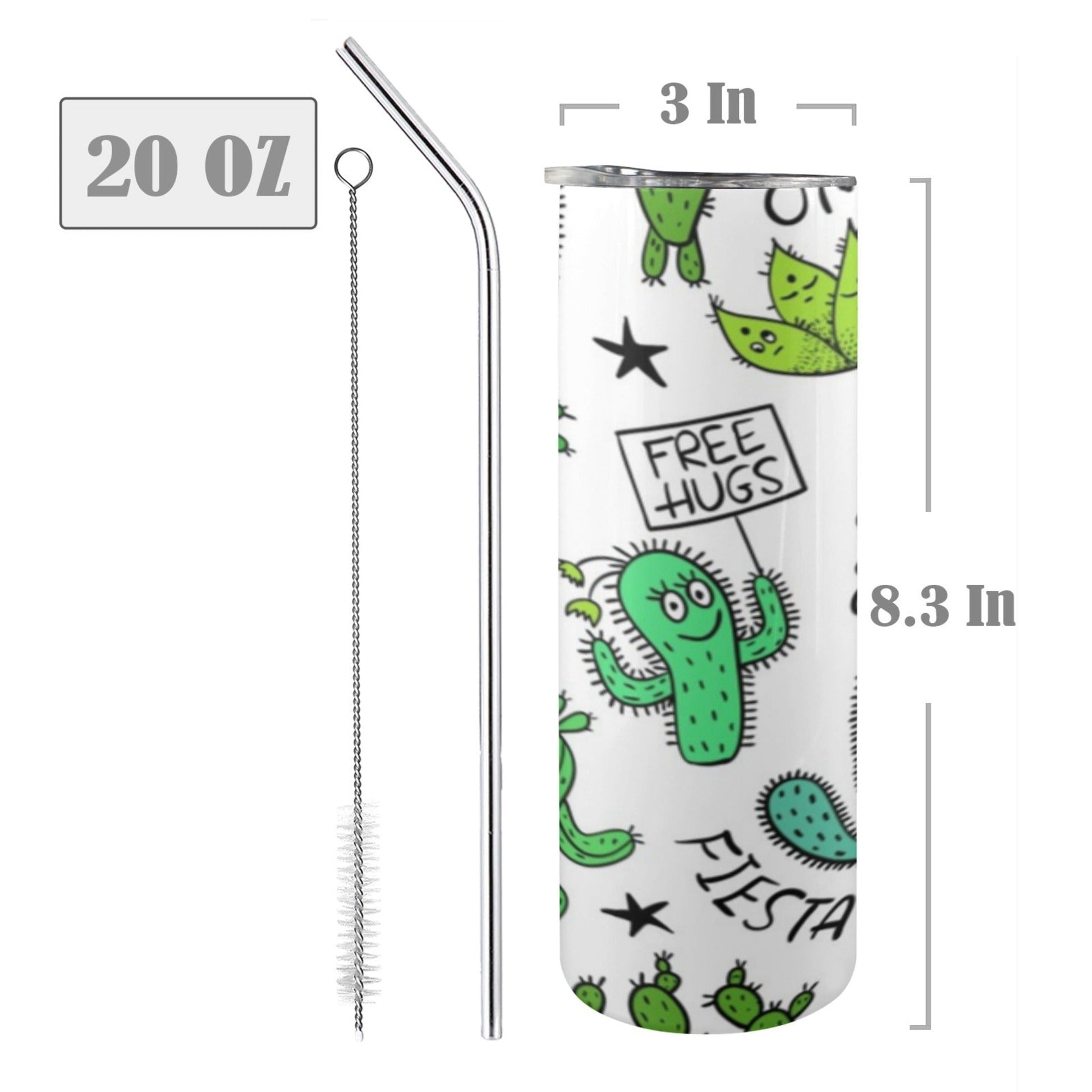 Chatty Cactus - 20oz Tall Skinny Tumbler with Lid and Straw 20oz Tall Skinny Tumbler with Lid and Straw