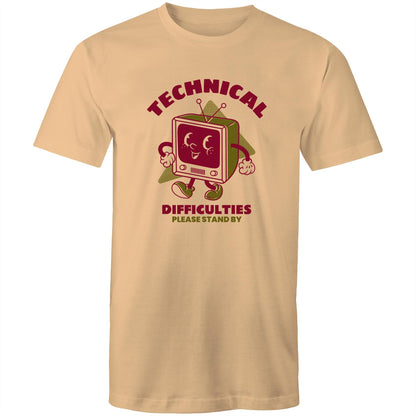 Retro TV Technical Difficulties - Mens T-Shirt Tan Mens T-shirt Retro Tech