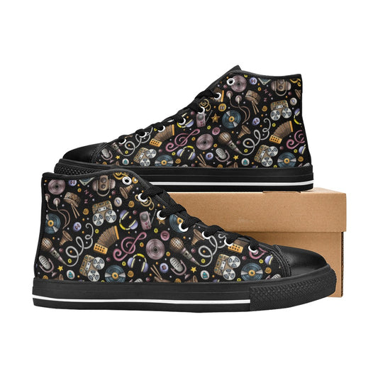 Retro Music Mix - High Top Canvas Shoes for Kids Kids High Top Canvas Shoes Printed Offshore