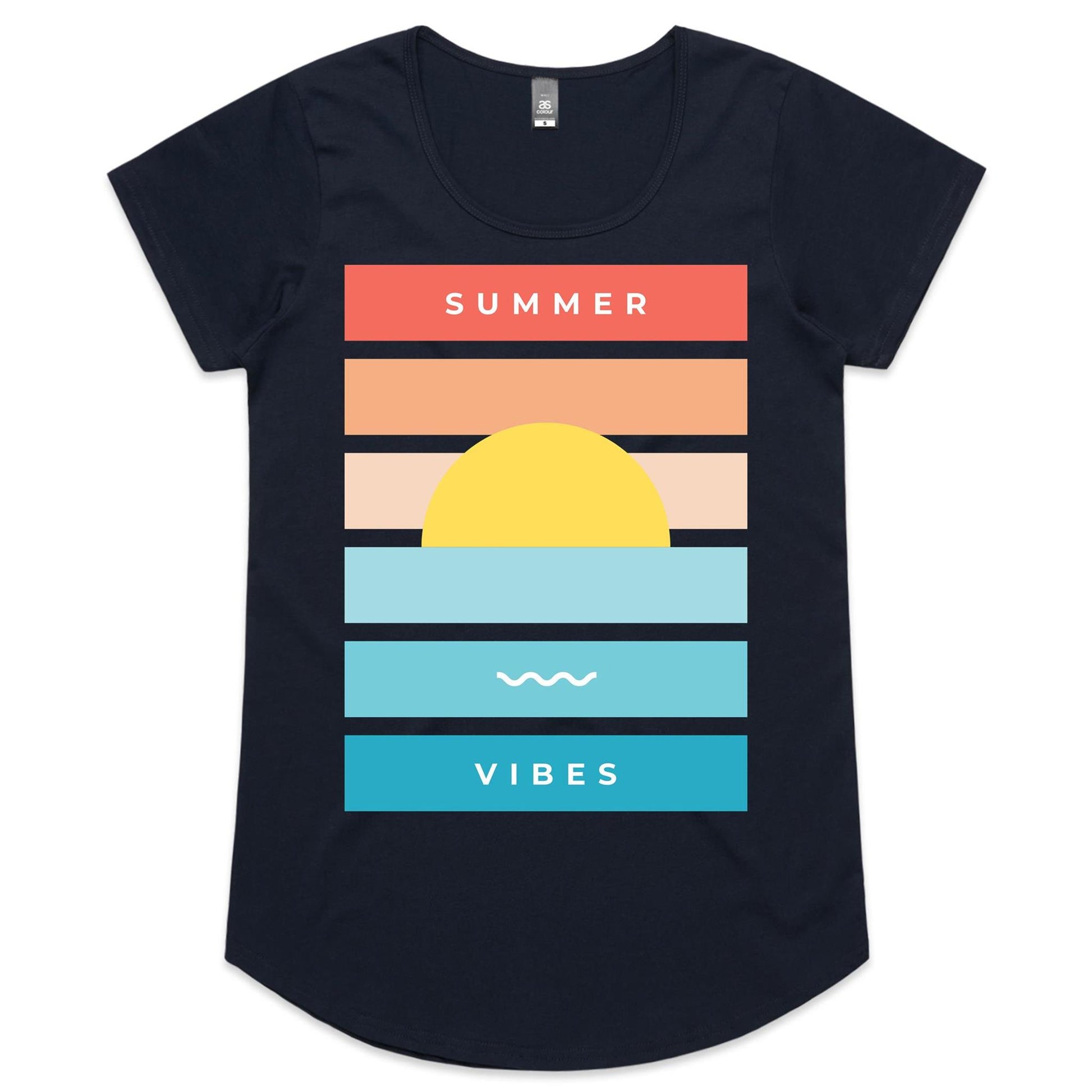 Summer Vibes - Womens Scoop Neck T-Shirt Navy Womens Scoop Neck T-shirt Summer Womens