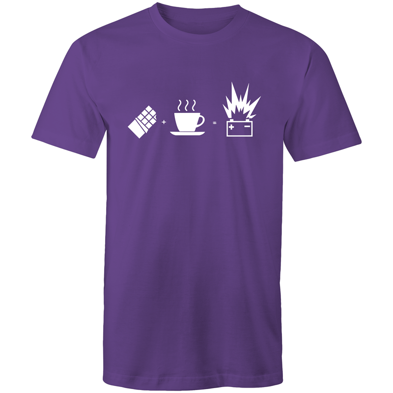 Chocolate + Coffee = Energy - Mens T-Shirt Purple Mens T-shirt Coffee Funny Mens