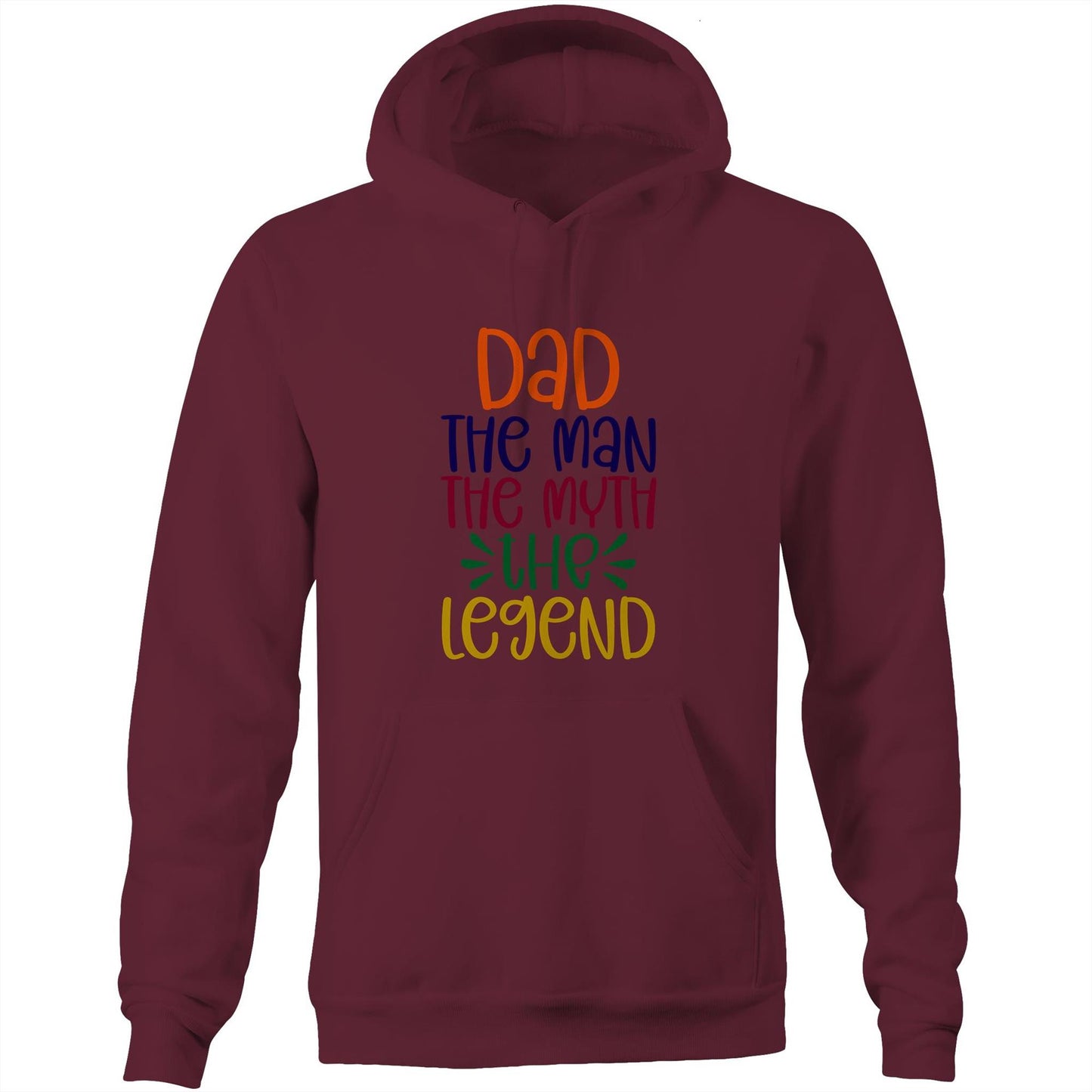 Dad, The Man, The Myth, The Legend - Pocket Hoodie Sweatshirt Burgundy Hoodie Dad