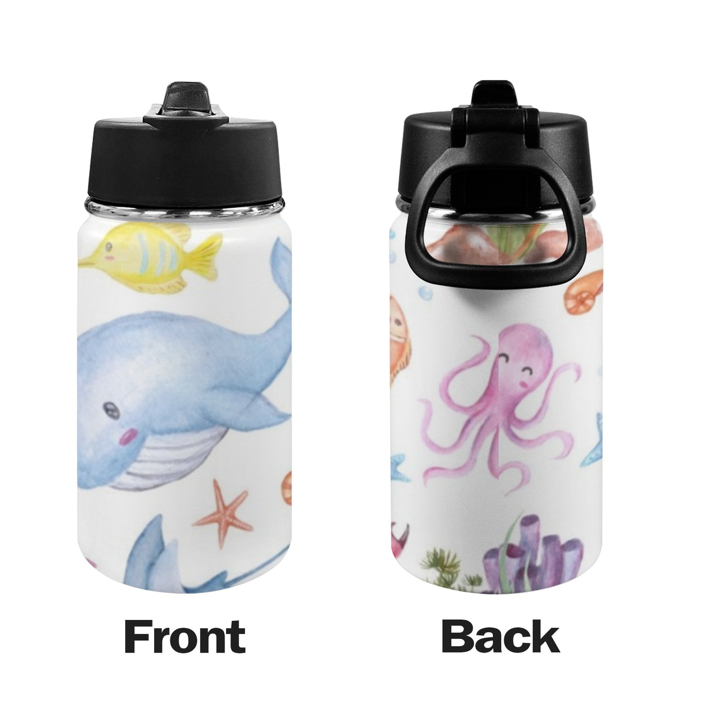 Under The Sea - Kids Water Bottle with Straw Lid (12 oz) Kids Water Bottle with Straw Lid