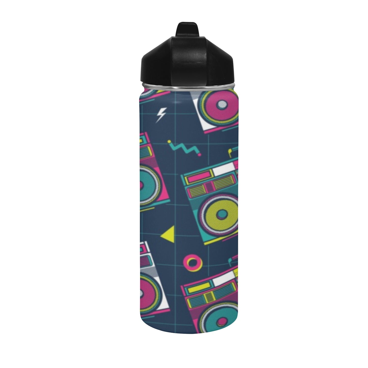 Boombox Insulated Water Bottle with Straw Lid (18 oz) Insulated Water Bottle with Straw Lid Printed Offshore