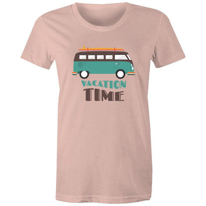 Vacation Time - Women's T-shirt Pale Pink Womens T-shirt Retro Summer Womens