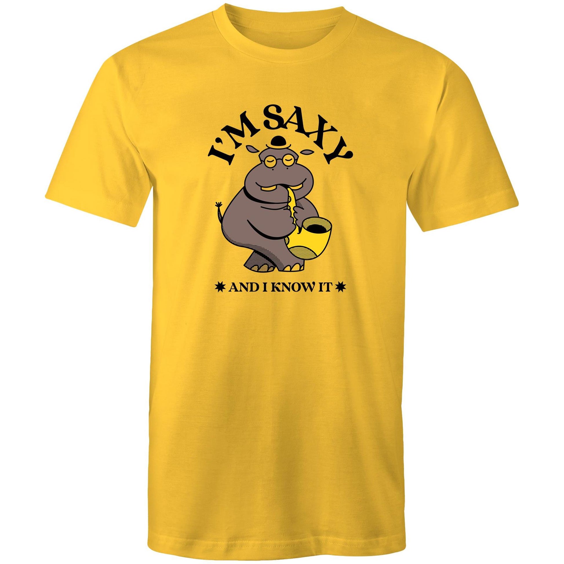 I'm Saxy And I Know It - Mens T-Shirt Yellow Mens T-shirt animal Music