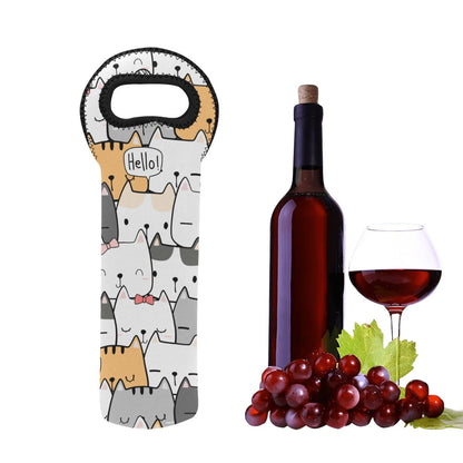 Cat Hello - Neoprene Wine Bag Wine Bag Printed Offshore