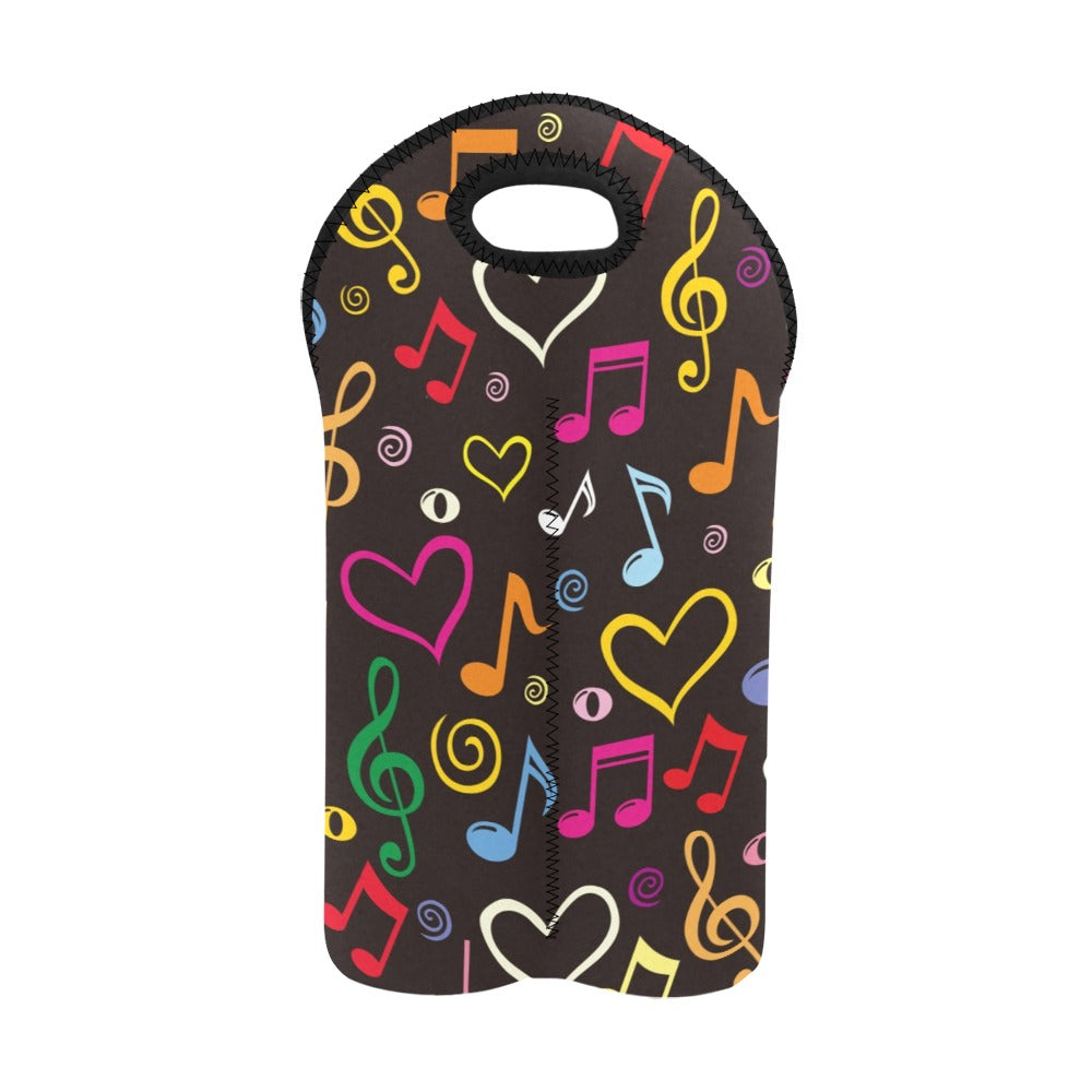 Music Notes - 2-Bottle Neoprene Wine Bag 2 Bottle Wine Bag Printed Offshore