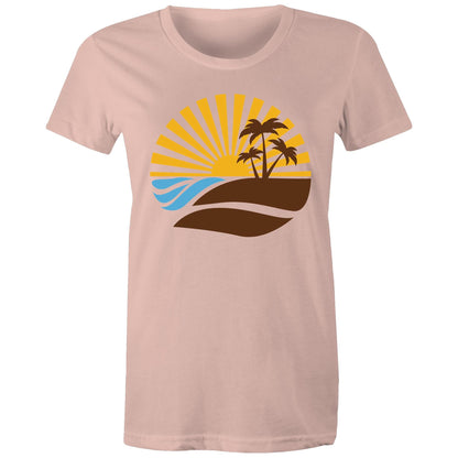 Vintage Surf - Women's T-shirt Pale Pink Womens T-shirt Retro Summer Surf Womens