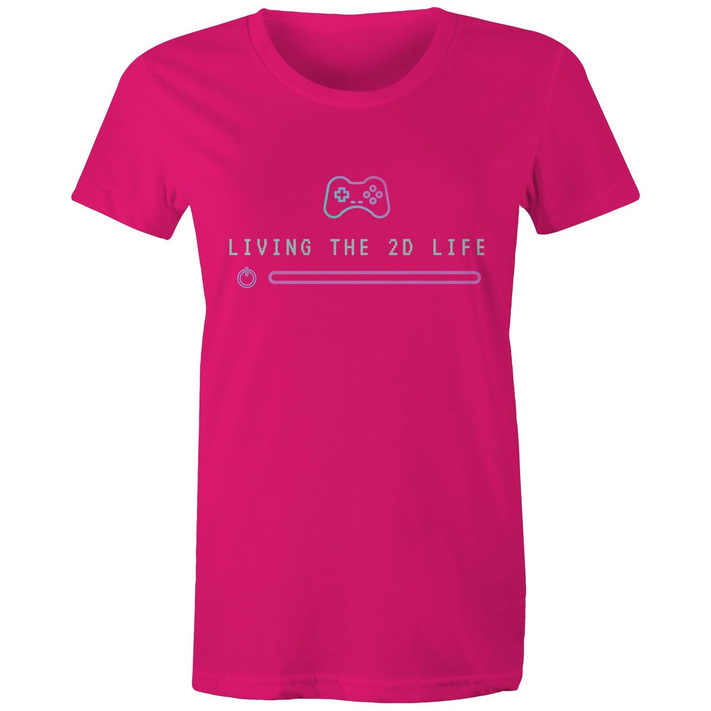 Living The 2D Life - Womens T-shirt Fuchsia Womens T-shirt Games Tech