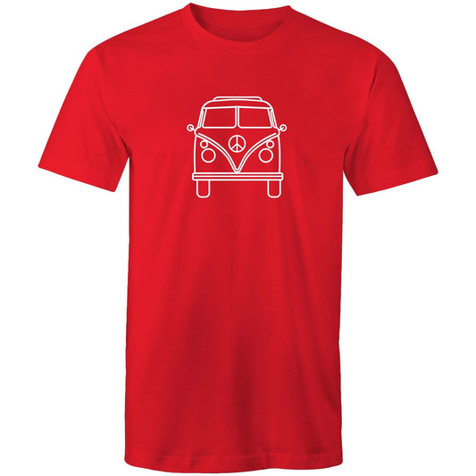 Beach Van - Mens T-Shirt Red Mens T-shirt Mens Retro Summer