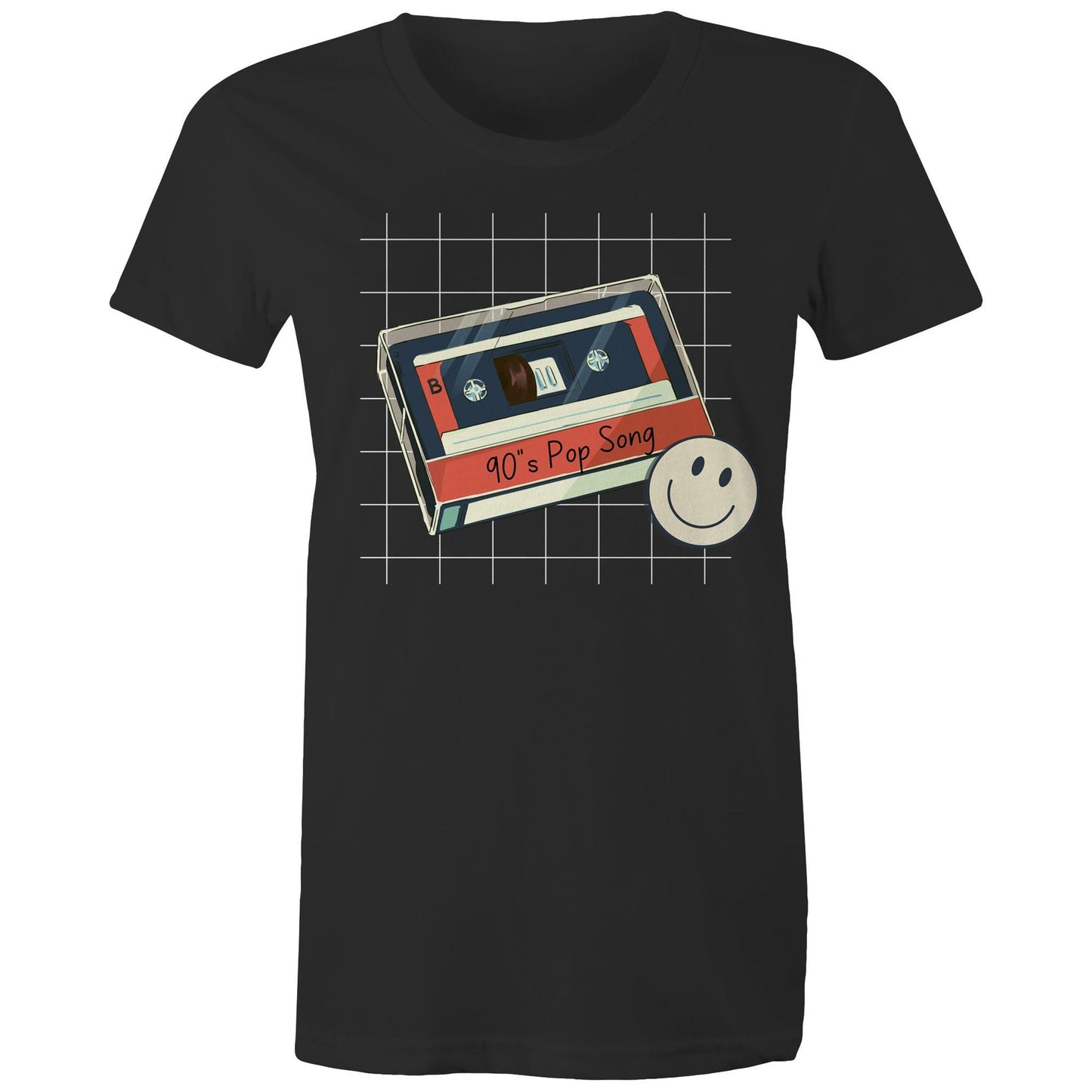 90's Pop Song - Womens T-shirt Black Womens T-shirt Music Retro