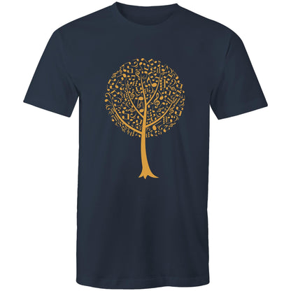 Music Tree - Mens T-Shirt Navy Mens T-shirt Mens Music Plants