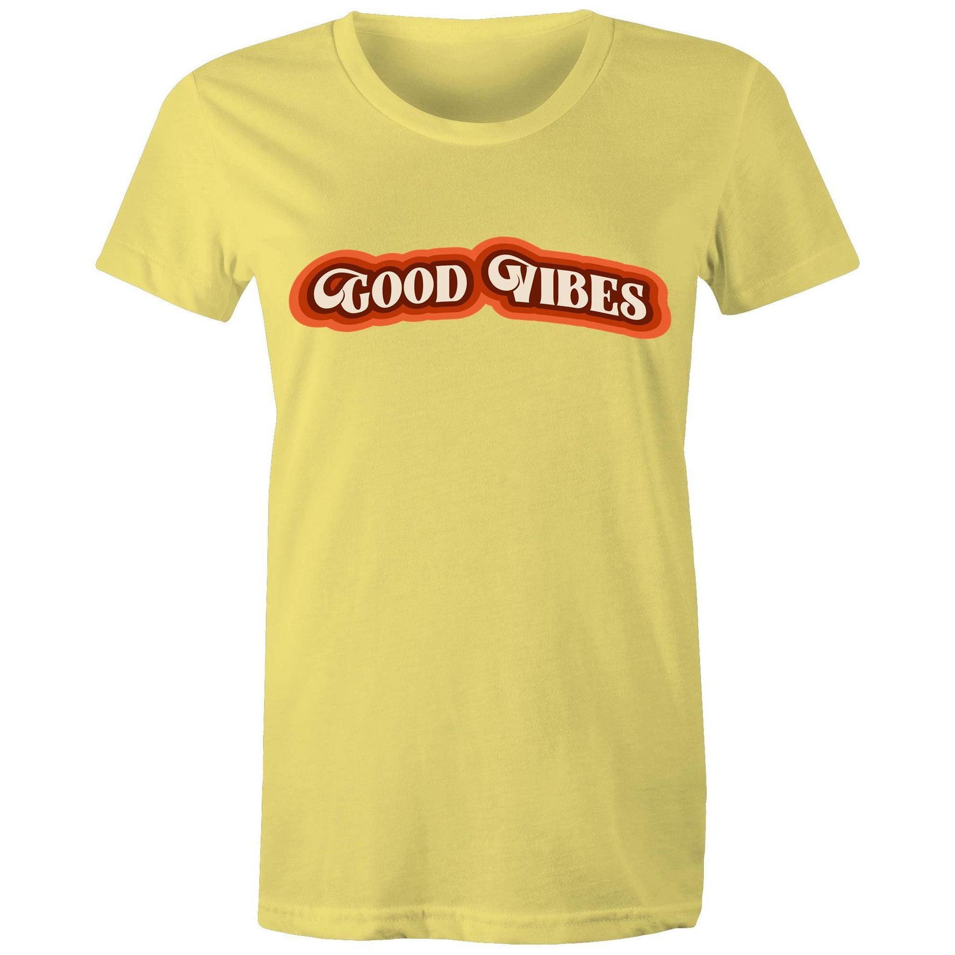 Good Vibes - Women's T-shirt Yellow Womens T-shirt Retro Womens