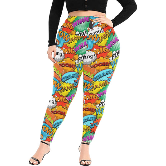 Comic Book 2 - Women's Extra Plus Size High Waist Leggings Women's Extra Plus Size High Waist Leggings comic