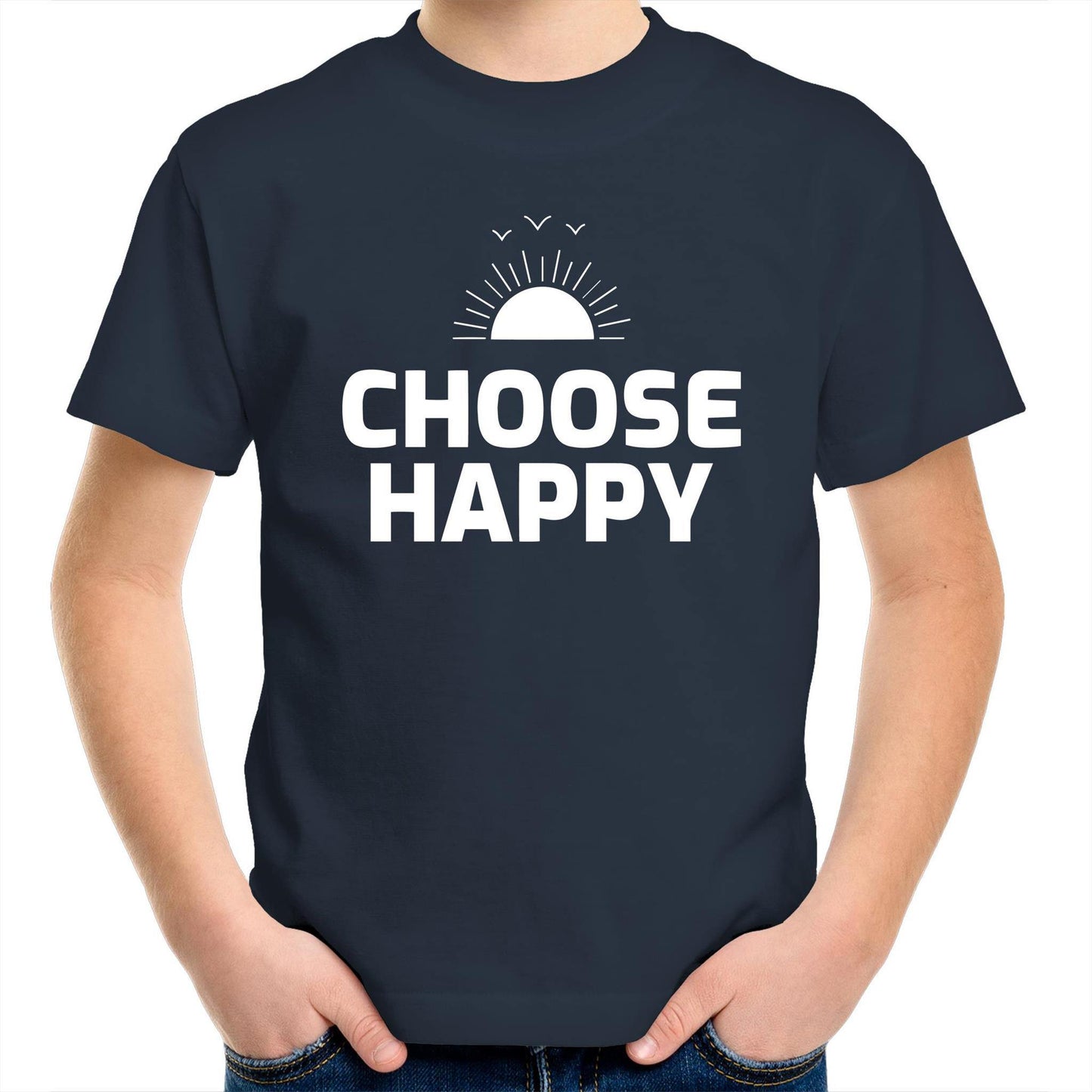 Choose Happy - Kids Youth Crew T-Shirt Navy Kids Youth T-shirt