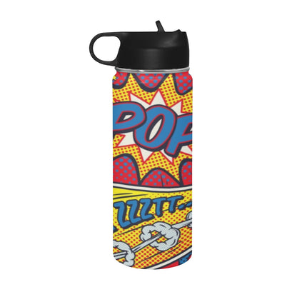 Comic Book Insulated Water Bottle with Straw Lid (18 oz) Insulated Water Bottle with Straw Lid Printed Offshore