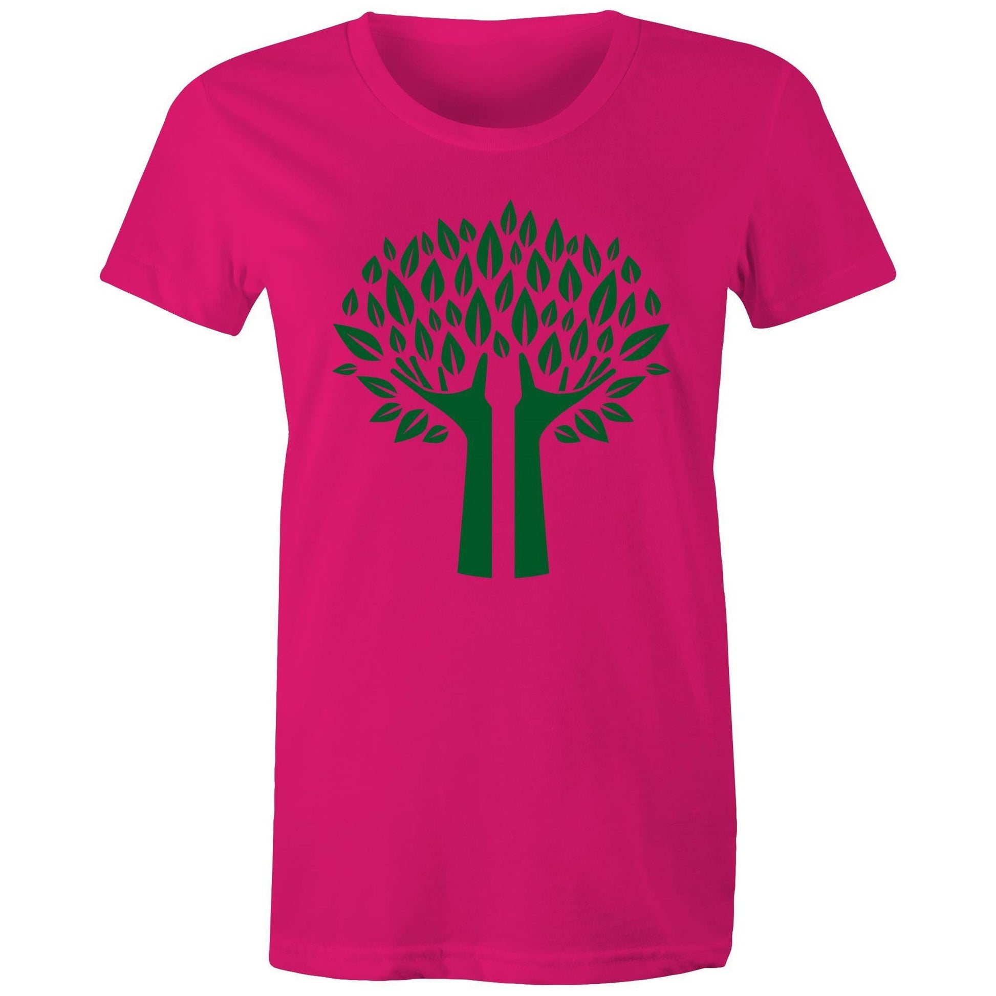 Green Tree - Women's Maple Tee Fuchsia Womens T-shirt Environment Plants Womens