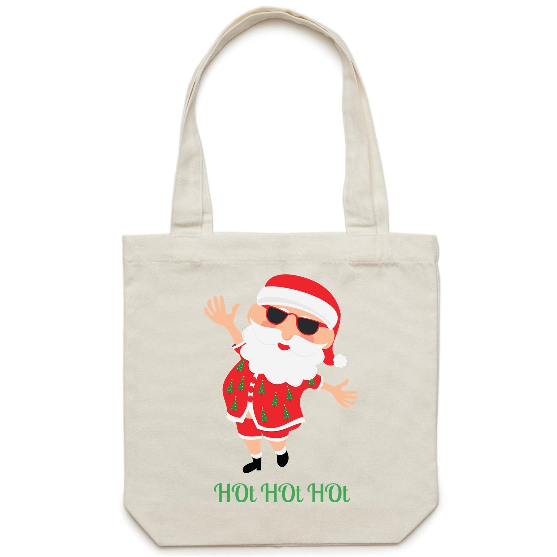 HOt HOt HOt - Canvas Tote Bag Cream One Size Christmas Tote Bag Merry Christmas