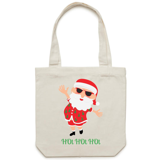 HOt HOt HOt - Canvas Tote Bag Cream One Size Christmas Tote Bag Merry Christmas